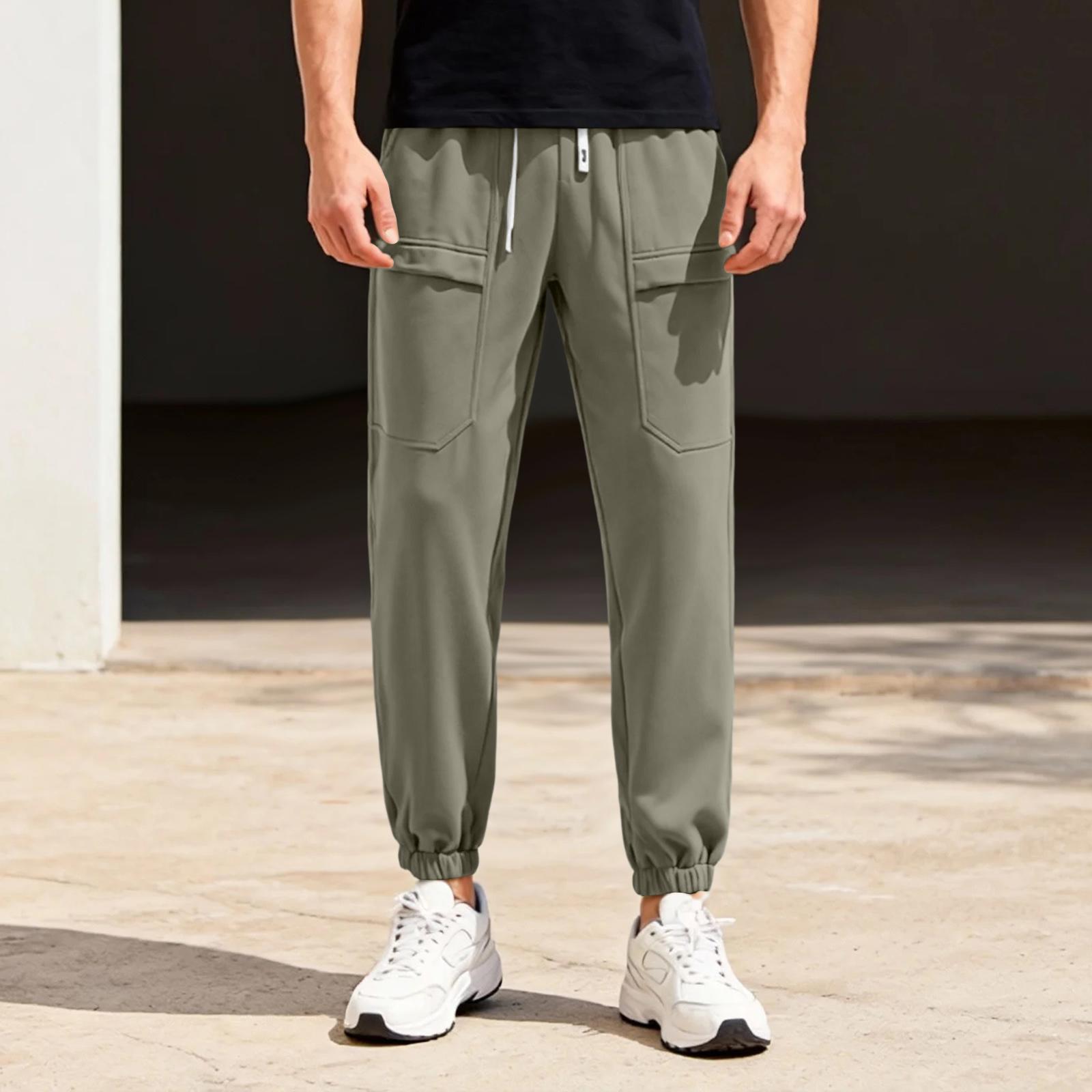 Men s Fleece-Lined Thermal Casual Outdoor Windproof Hiking Cuffed Joggers L