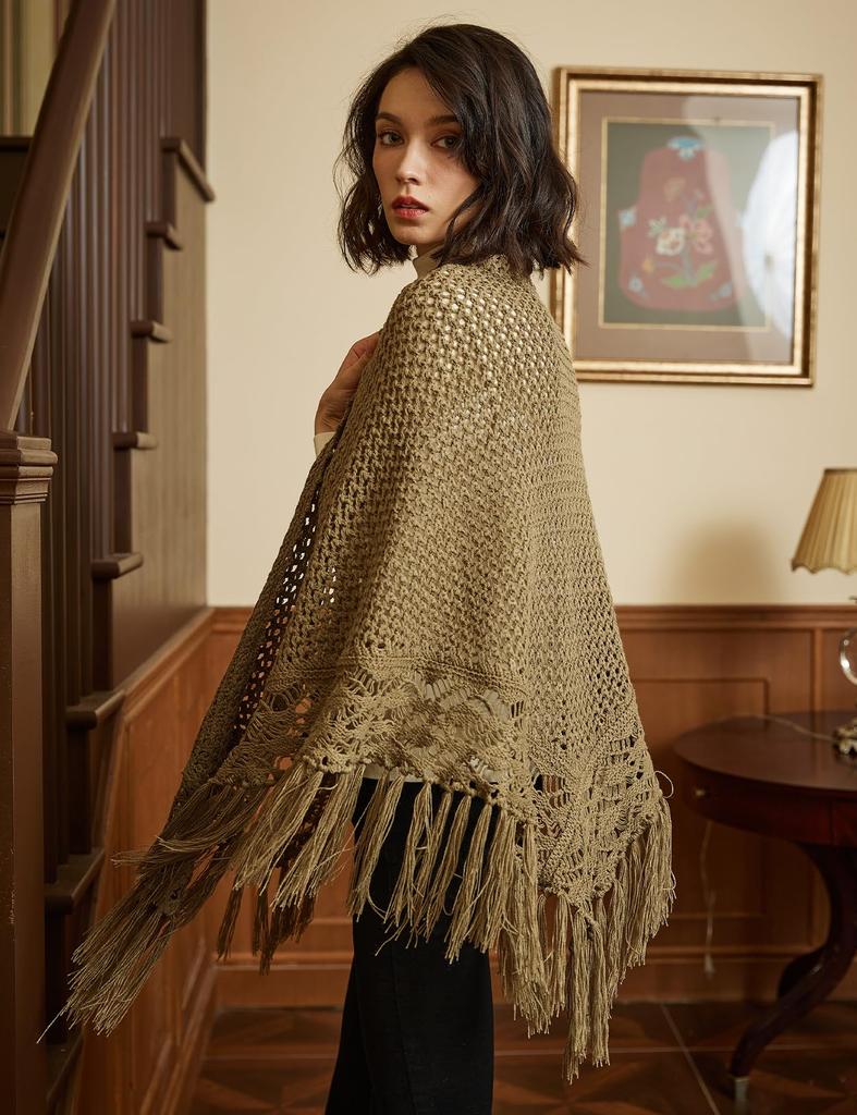 BEAUTELICATE Tassel Knit Solid Triangle Perfect for and Perfect for Cold Sage Green Women's Scarf, Large, Thick, Color, Shawl, Indoors, Office, Dates,