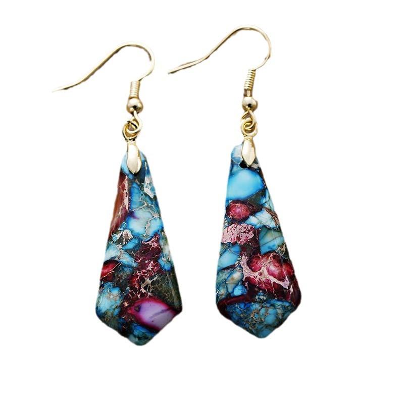 Ethnic Style Natural Stone Emperor Stone Geometric Earrings Earrings Light Luxury Jewelry Earrings