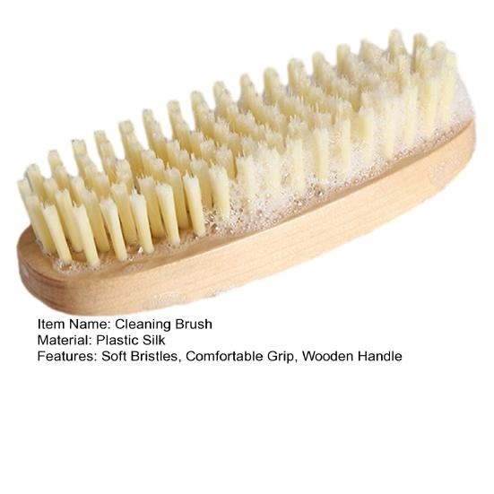 Cleaning Brush Soft Bristles Comfortable Grip Wooden Handle Portable Scrub Brush Gentle Cleaning Tool