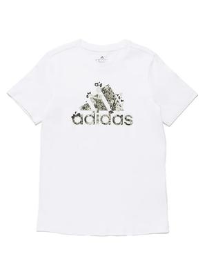 Kurzarm FLRL Badge of Sport Grafik Weiß Damen T-Shirt, (H52233) J/M