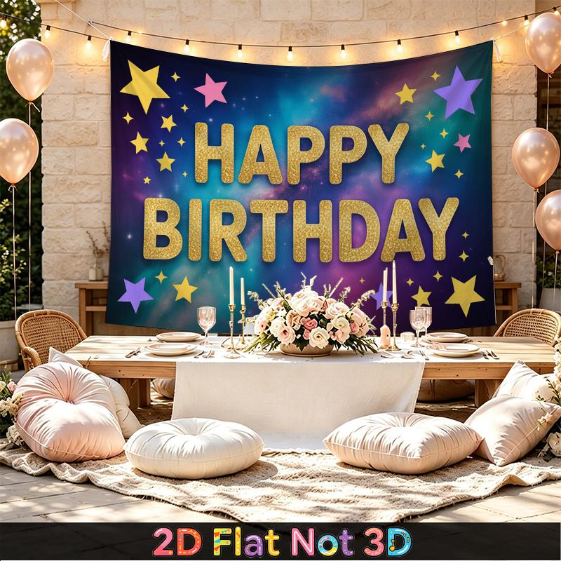 Party Backdrop Happy Birthday Birthday Stars Photo Booth Background Front Door Decor