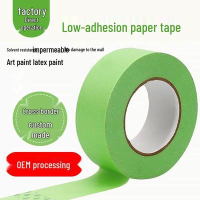 Green Low-Tack Paper Tape for Paint & Art - No Wall Damage, Low Viscosity, Residue-Free.