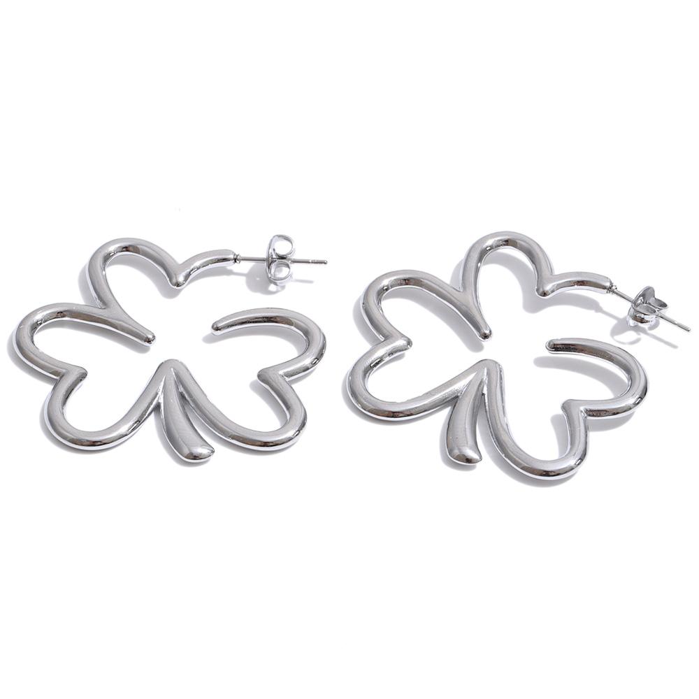 

Yhpup Stainless Steel Metal Flower Minimalist Statement Earrings for Women Daily Stylish Women Jewelry Wholesale Waterproof