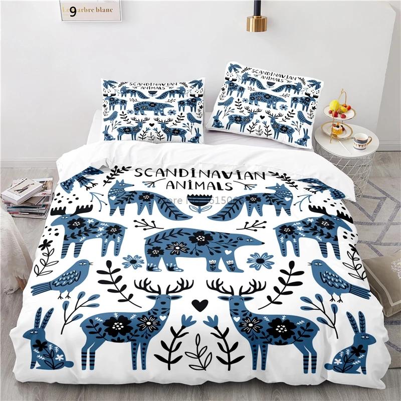 

Popular Nordic Forest Animals Children Bedding Set 3d Duvet Cover Pillowcase Single Twin Double Queen King Size Bed Linen Sets 135x200cm