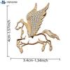 1PCS Rhinestones Alloy Horse With Wings Brooch Zodiac Pony Pins Women Men Clothing Accessory Suit Lapel Corsage New Year Gift