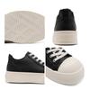 Men's Black White Derby Shoes Chunky Platform Sole Big Round Toe Breathable Leather Casual Lace-Up Sneakers Comfortable 2025 New