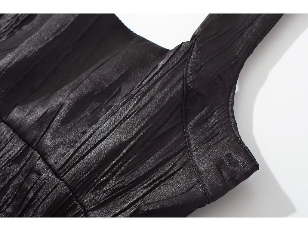 Spring 2025 Women's European & American Style Slim Textured Bodycon Midi Dress