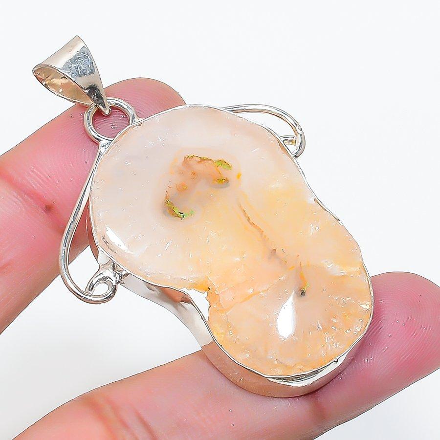 Natural Solar Quartz Gemstone Handmade 925 Sterling Silver Pendant 2.17  AP-15150