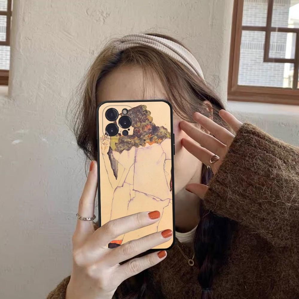 Egon Schiele Phone Case For iPhone 14 11 12 13 Mini Pro Max 8 7 6 6S Plus X SE 2020 XR XS Funda Case