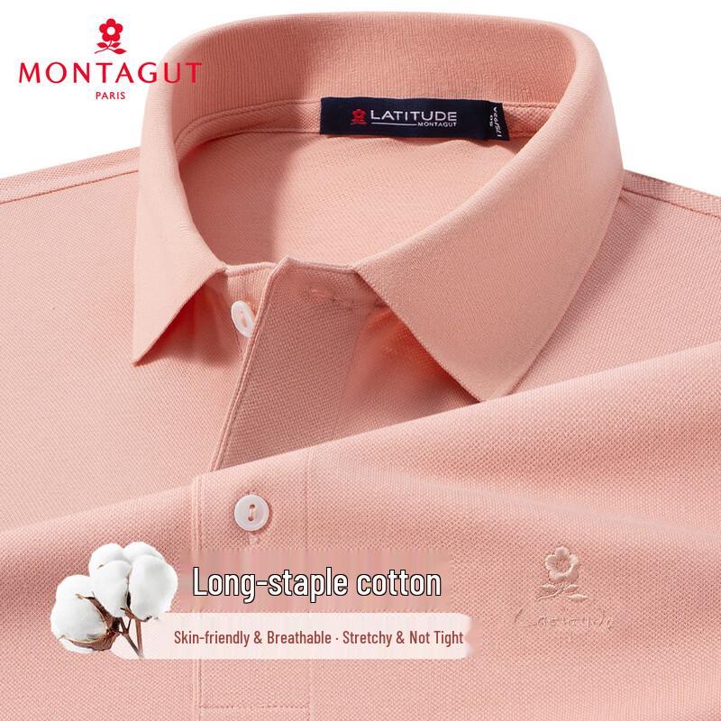 MONTAGUT Men's Premium Cotton Stretch Ice-Cool Breathable Polo Shirt