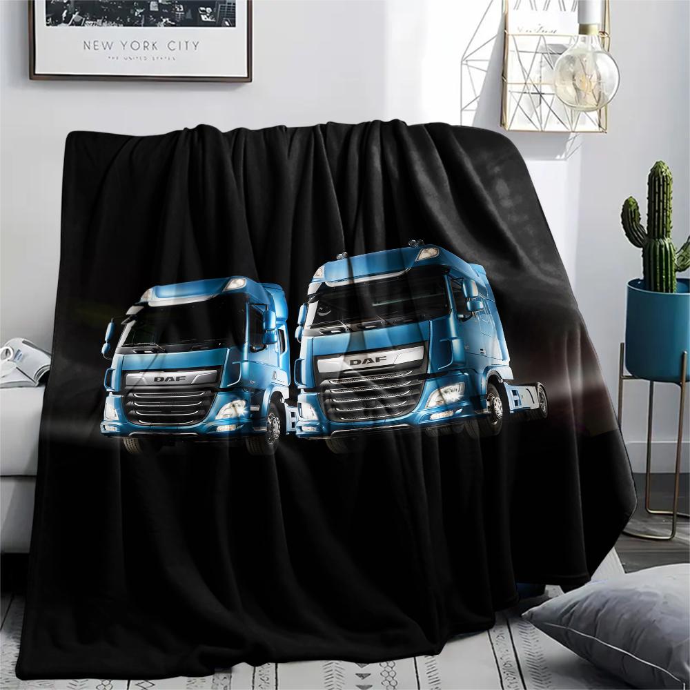 1Pc Truck Print Flannel Blanket, High quality Comfortable for All Seasons, Home Decor, Warmth and Comfort, Perfect for Christmas Gifts