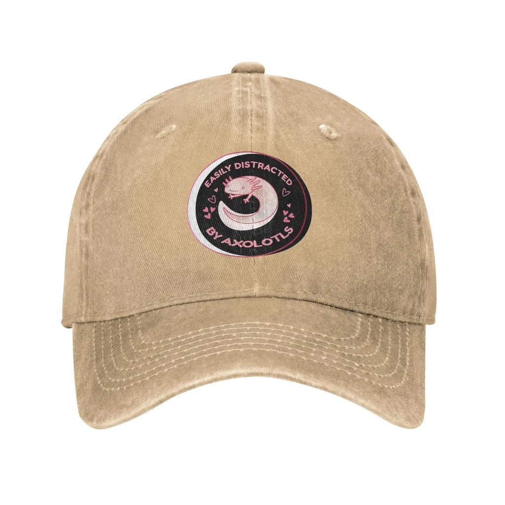 LEICHT DURCH AXOLOTLS ABGELENKT Gewaschene Jeans-Kappe Lässige Baseballkappen Verstellbarer Hut Sommer Unisex Baseballkappen
