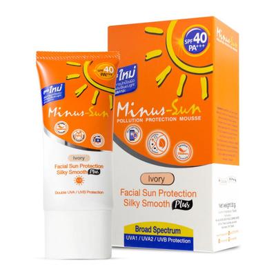 LSF 40 PA +++ (Elfenbein) Pollution Protection Mousse, Gesichts-Sonnenschutz Sliky Smooth Plus, 30 g. / 50 g. - Thailändische Hautpflege