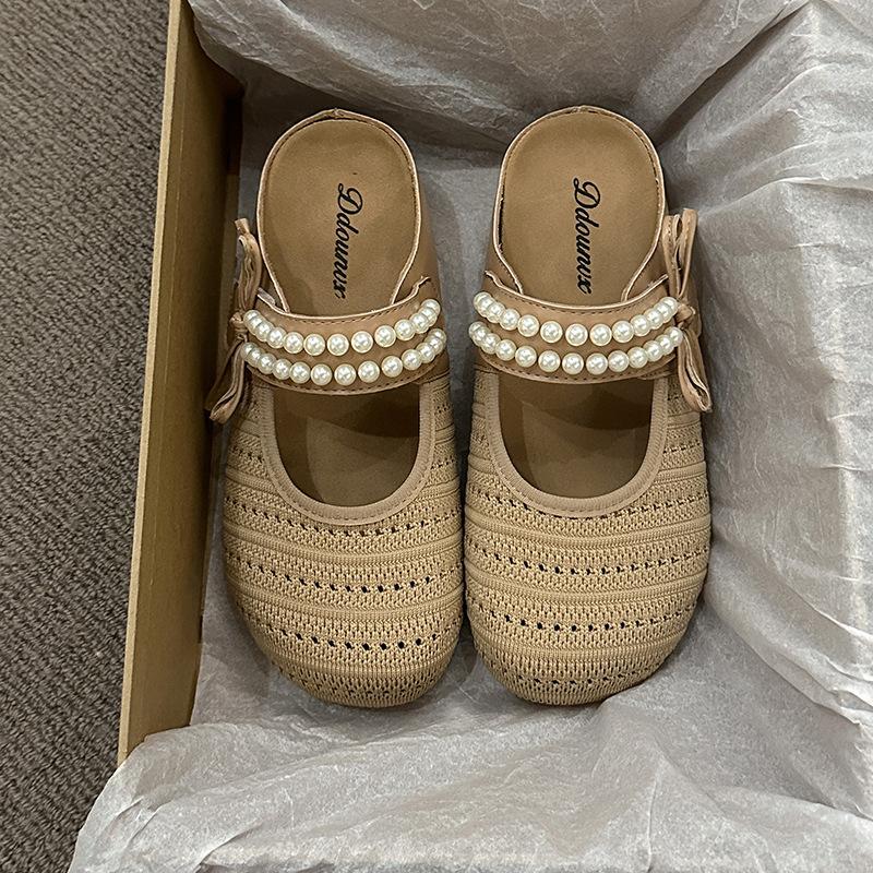 

Туфли-полушлепанцы Xiaoxiangfeng на толстой подошве для женской уличной обуви 2025 новая летняя обувь Мэри Джейн на одном педале, крутые шлепанцы 40 хаки