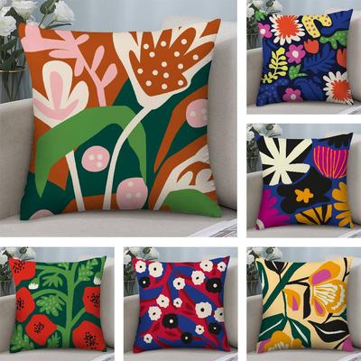 Mode Blumenkunst Kissenbezug Kurzplüsch Beidseitiger Druck Quadratische Wurfkissenbezüge Sofa Heim Kissen Dekoration