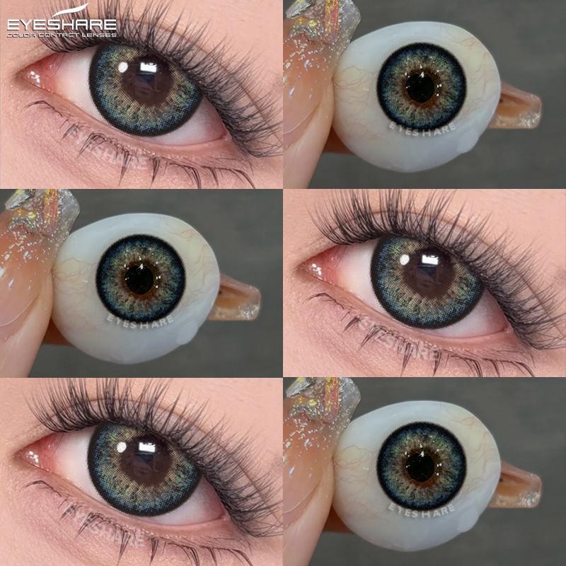 Eyeshare 1 Paar Große Schwarze Augen Kontaktlinsen 14,5 mm Farbige Kontaktlinsen Natürliches Braun Softlinsen Graue Pupillen