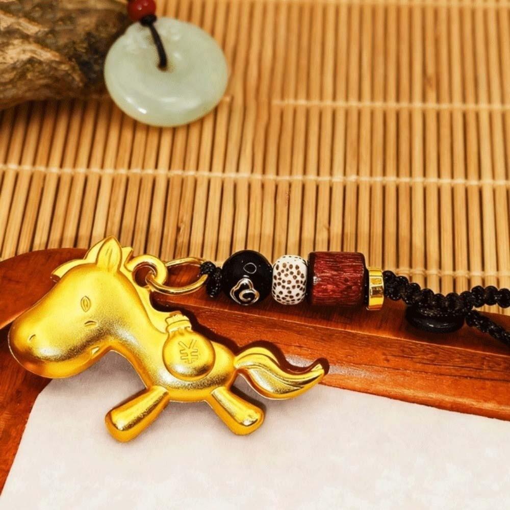 Wealth Lucky Horse Bag Pendant Vintage Weaving Key Chains Chinese Zodiac Key Ring Women Men