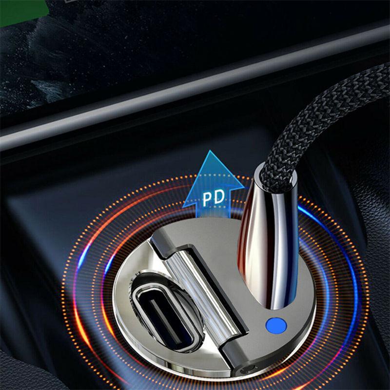 Mini Încărcător Auto Dual USB Tip C PD Adaptor Încărcare Rapidă Accesorii Ornamente 30W