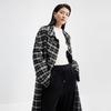 Sancai Houndstooth Retro College Style Wool Blend Coat