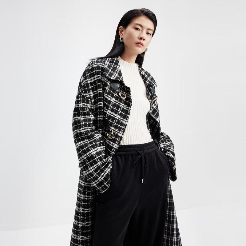 

Sancai Houndstooth Retro College Style Wool Blend Coat M