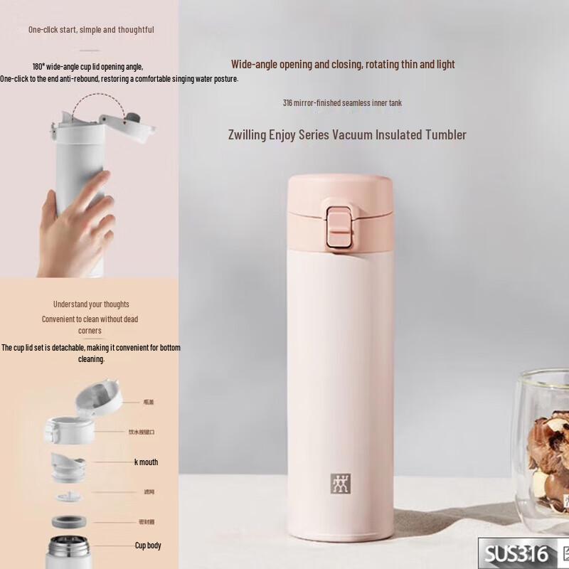 Zwilling 480ml Vacuum Insulated 316 SS Travel Mug with Pop-Up Lid