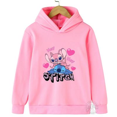 MINISO Stitch Hoodies Street Fashion Sweater for Boys and Girls Children's Sports Pullover Outdoor Sports Hoodie Children's Clothing