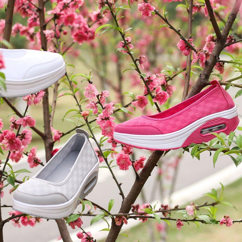 Buty damskie z siateczki Air Cushion Platform Sole Podwyższone buty sportowe