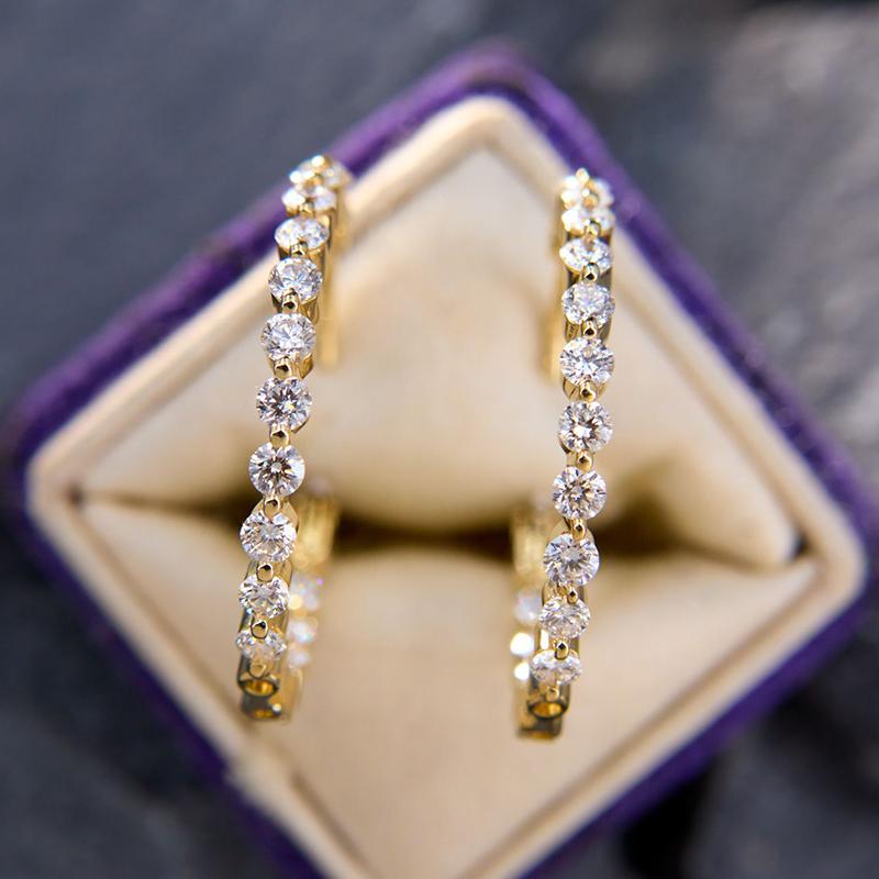 Xiaomi Huitan Slim Circle Hoop Earrings for Women Gold Color with Shiny Cubic Zirconia Fashion Wedding Engagement Noble Elegant Jewelry