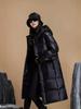 Black Gold Couple's High-End Hooded Long Down Jacket - Unisex, Over-the-Knee, Winter Warmth