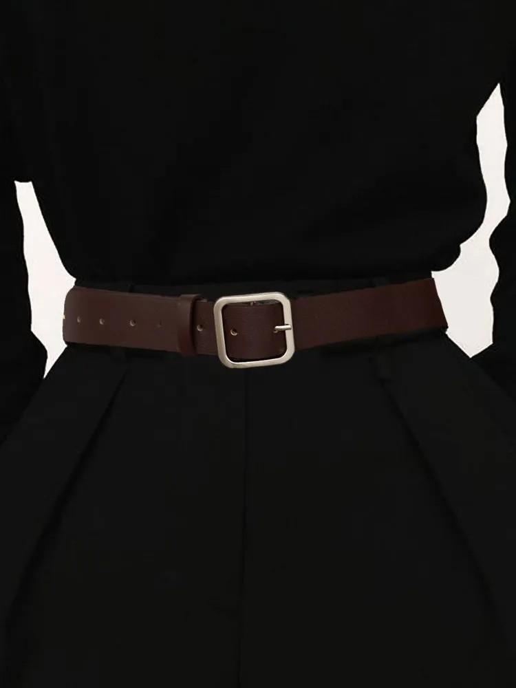 

Женские ремни, Ретро, Универсальные, Квадратная пряжка, Кожа PU, Популярные ремни One Size кофейный