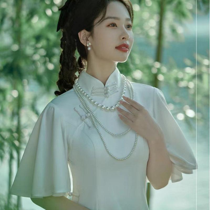 Fashion jewelry, bohemian multi-layer necklace, popular street auction popular pearl necklace.