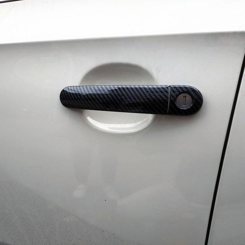 Door Handle Plastic Imitation Carbon Fiber Cover Trim Fit for Volkswagen VW Polo Mk4 Mk5 6R Car Accessories Styling Stickers
