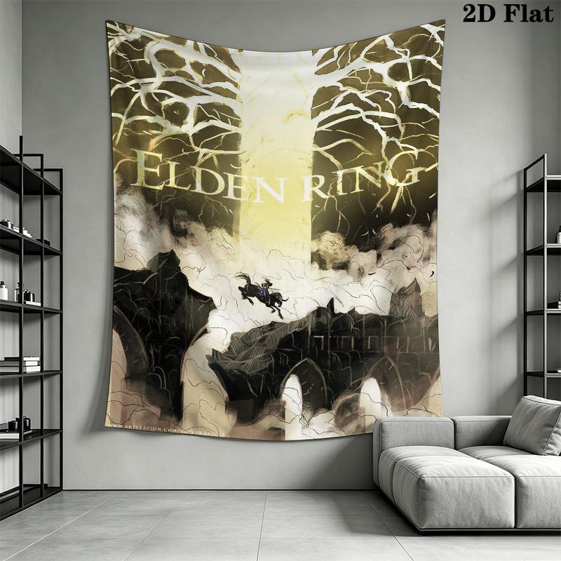 Elden Ring Wall Tapestry Aesthetic Wall Hanging Printed Fabric Blanket Decorative Tapestries for Bedroom Living Room Home Decor