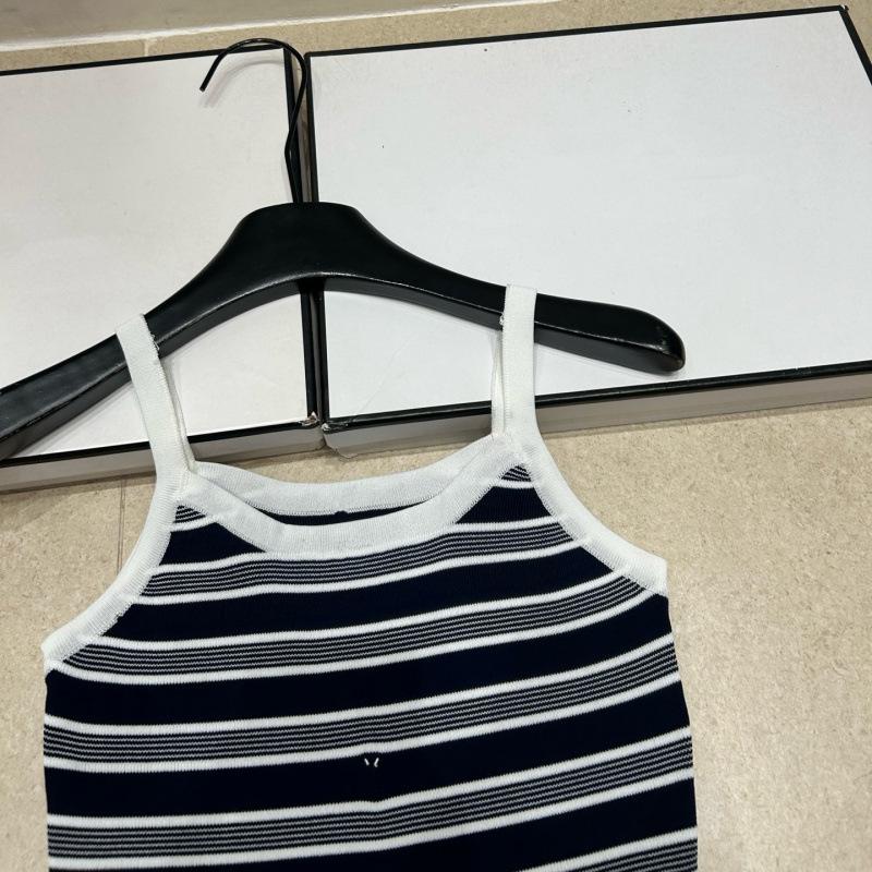 European-Style Striped Color-Block Knitted Camisole - Slim-Fit, Versatile, and Trendy Top