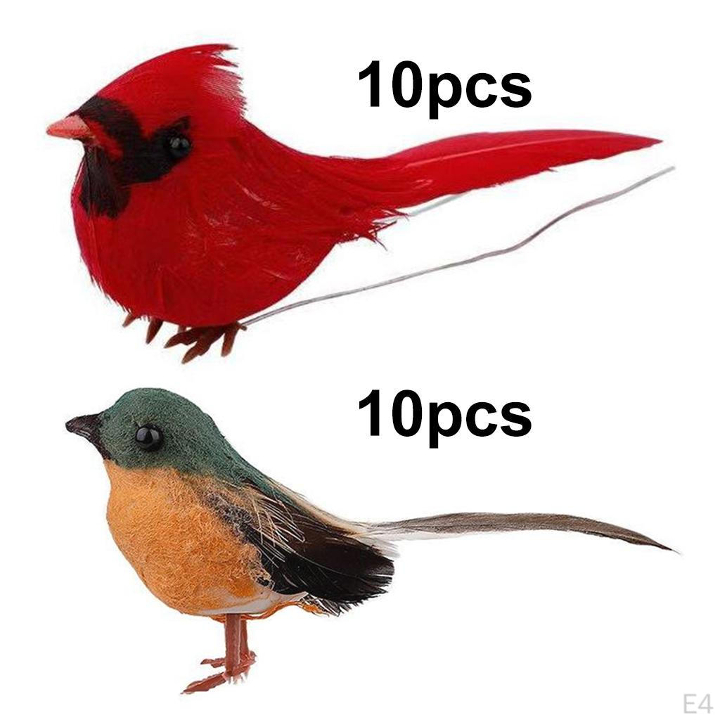 10 Pcs Christmas Cardinal Birds with Clip .54 Inches for Wedding Party Centerpieces Home
