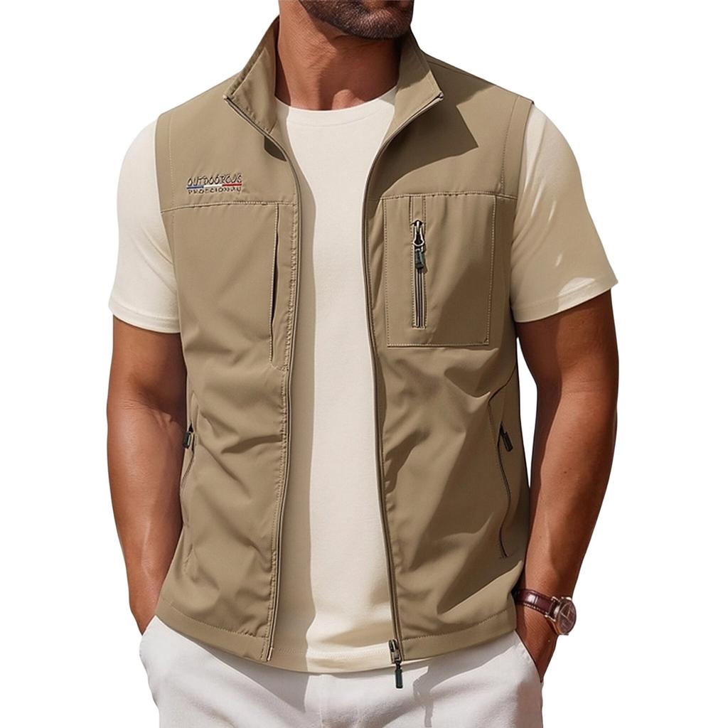 Gilet da Pesca da Uomo Asciugatura Rapida Giacca da Esterno Senza Maniche Leggero Multi Tasche Utilità Abbigliamento da Lavoro Gilet da Escursionismo