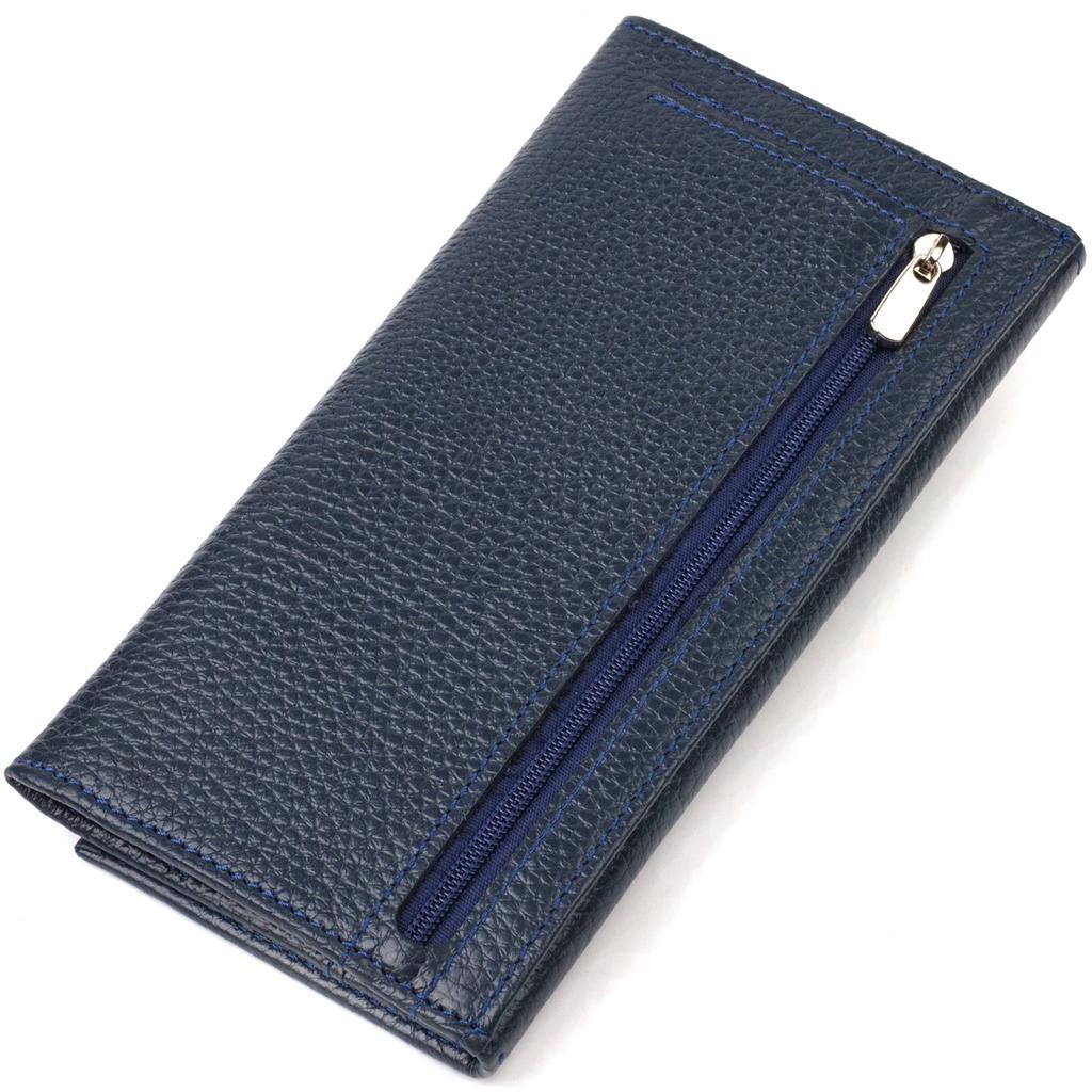 Women's Roomy Wallet Made of Genuine Leather CANPELLINI 21830 Blue