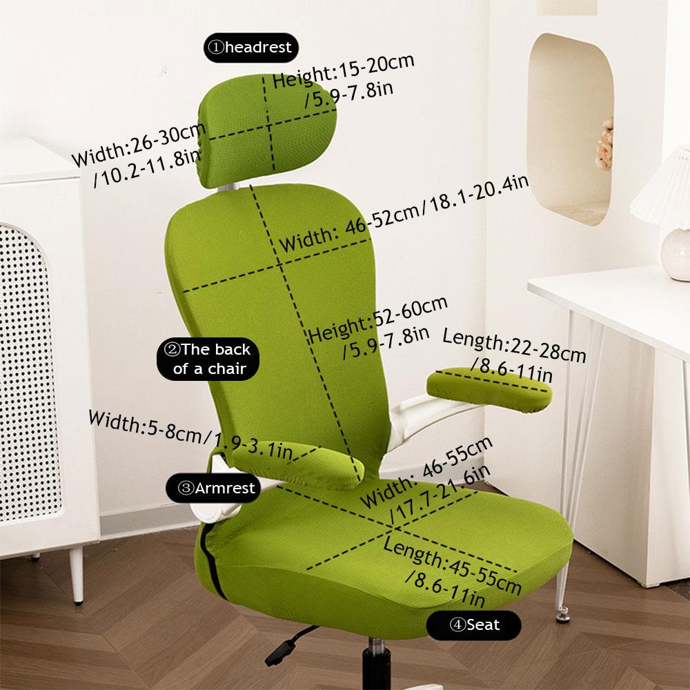 1pcs/set Computer Gaming Swivel Chair Cover Home Office Universal Ergonomic Elastic Chair Seat Cover Armrest Cover Headrest