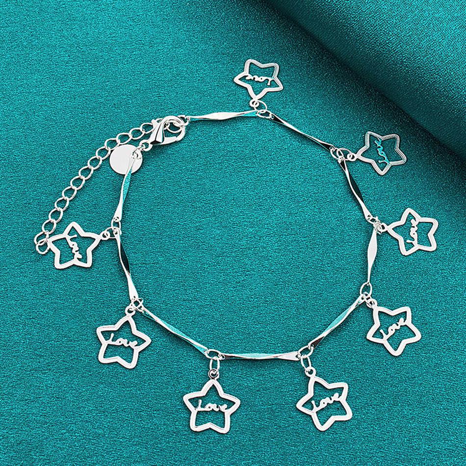

Браслет из стерлингового серебра 925 пробы со звездами любви для женщин, модные очаровательные ювелирные изделия для свадебной вечеринки 20cm