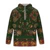 Férfi Vintage Pulóver Nyomással és Patchwork Mintával, Egyszínű Zsebes Alkalmi Felső