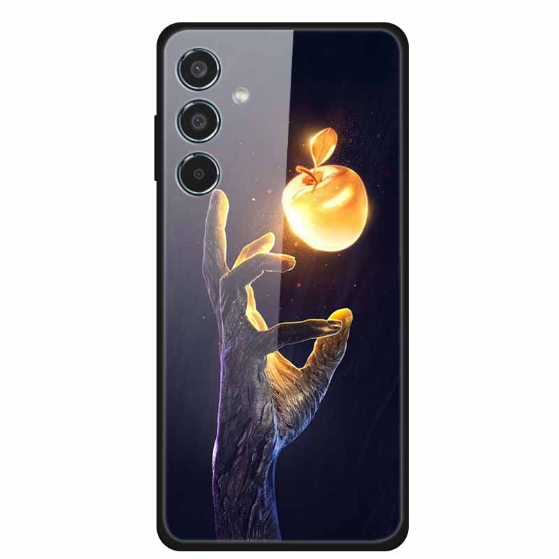 Glass Cellphone Case For Samsung Galaxy M35 Hard Plastic Back Cover For Samsung M 35 Flowers Painted Cases Fundas Shell Shield