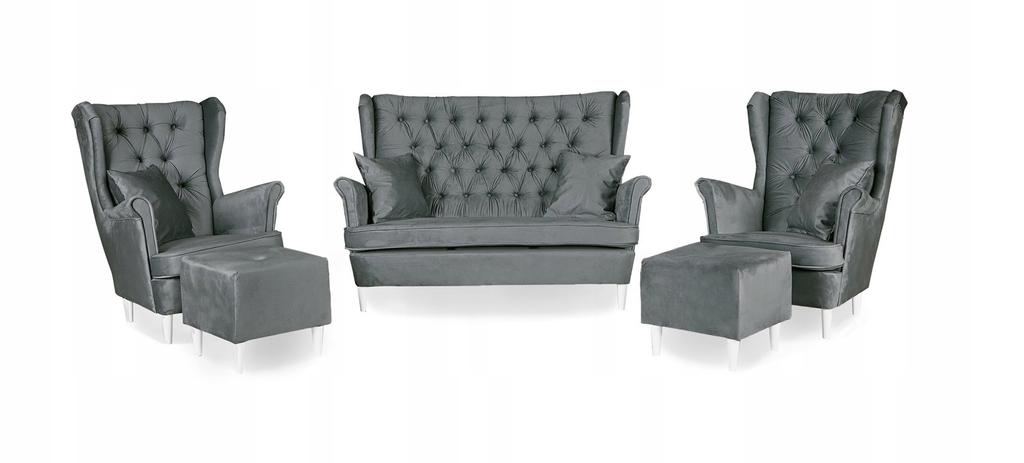 Sofa kanapa uszak Gaja skandynawska nie rozkładana Family Meble szary welur