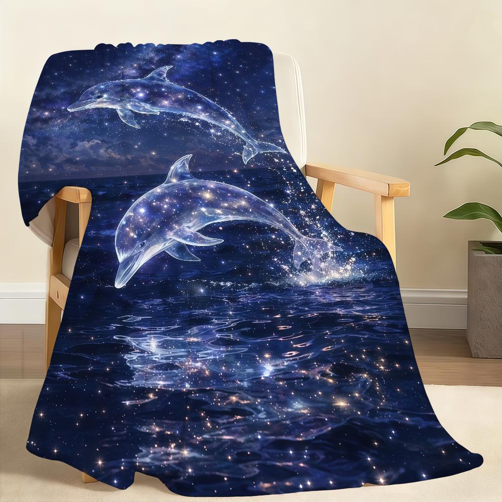 Enchanting Dolphin Cosmic Starry Night Blanket Soft Throw Blanket for Home Bedroom Bed Sofa Picnic Travel Office Blanket Gift