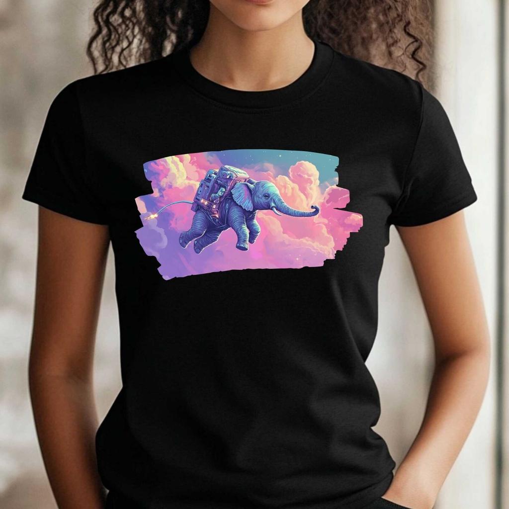 T-Shirt Frauen Elefant als Astronaut Motiv Baumwolle Größe XS bis 3XLWird in neuem Fenster oder Tab geöffnet