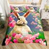 Easter Rabbit Duvet Cover Collection Golden Elk Horn Stars Quilt Cover Cartoon Pet Animal Bedding Collection For Girls Boys Kawaii Room Decor