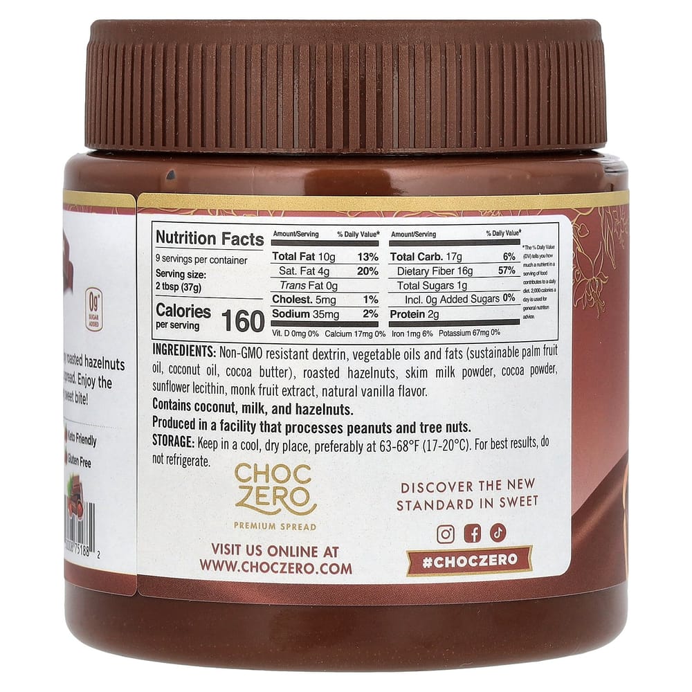 ChocZero Keto Spread Cocoa Hazelnut 340g (12oz)