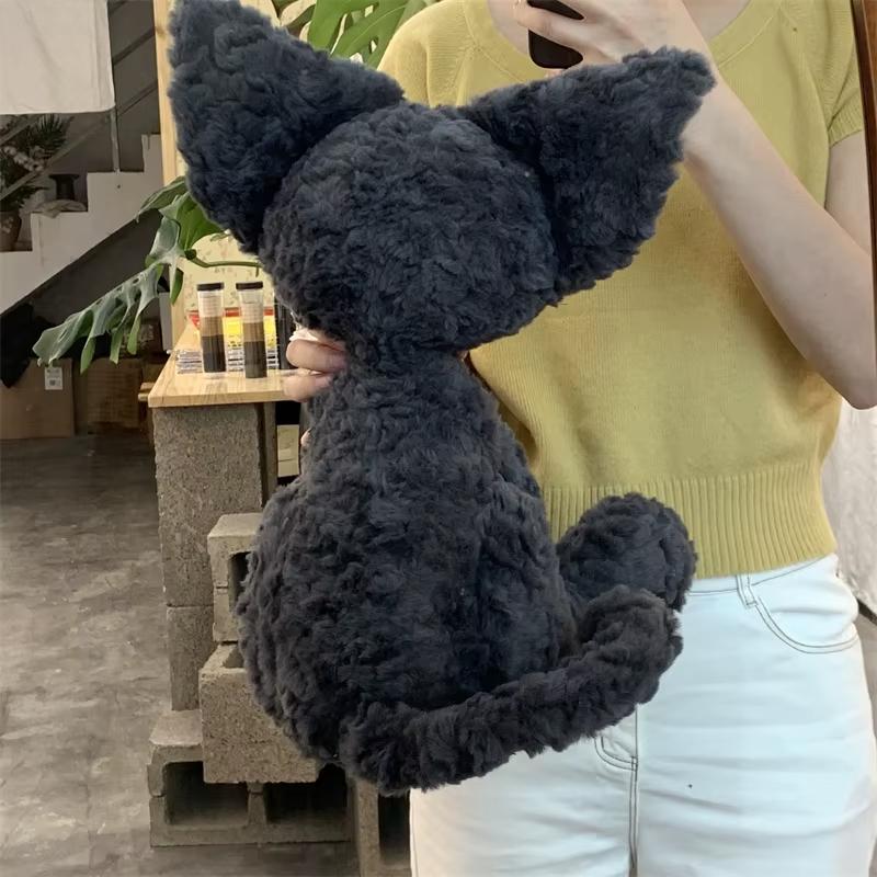40cm Curly Fur Simulation Plush Toy Cat Big Ears Super Soft Delicate Baby Comfort Pillow Cushion for Home Decoration Girl Gifts