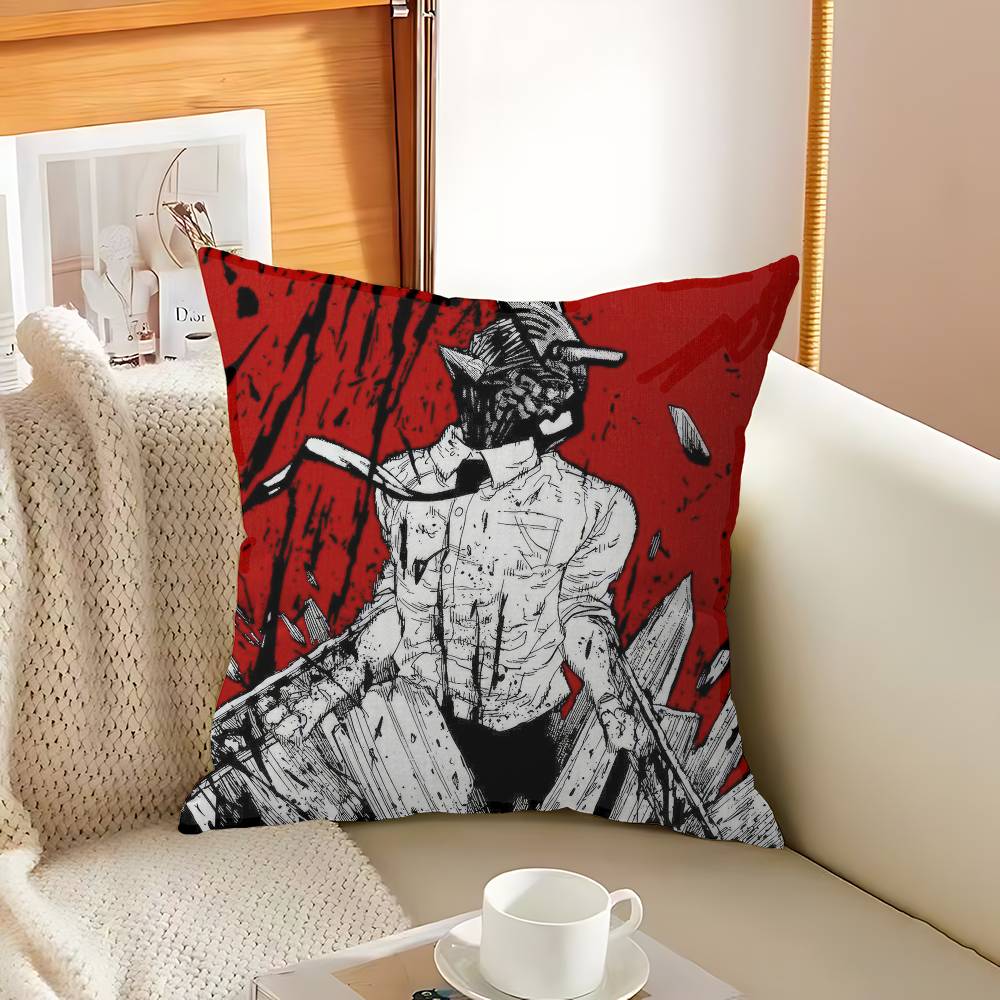 Anime Chainsaw Man Poszewka na poduszkę Poduszka Poszewka na poduszkę Pokój dzienny Sofa Wystrój domu Spersonalizowana