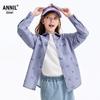 Annil Girls' Floral Lapel Long-Sleeve Top